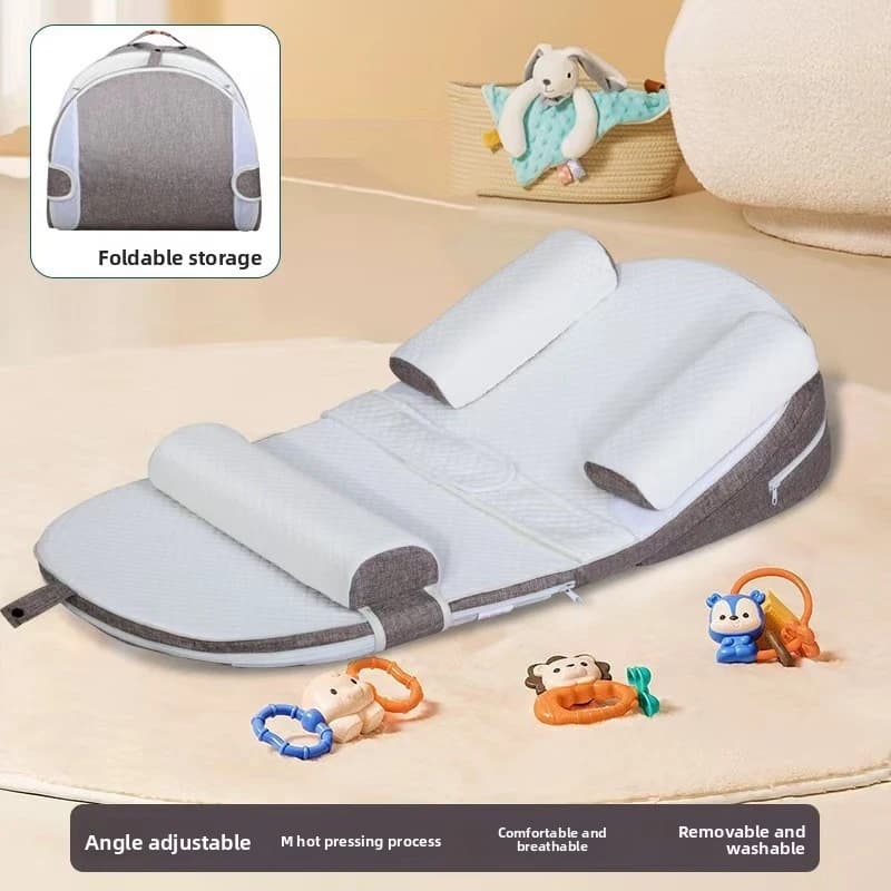 Langkes Baby Anti-Vomiting Wedge Pillow Nursing Positioner Adjustable Slope Mat Portable Breastfeeding Cushion for Newborn Anti-