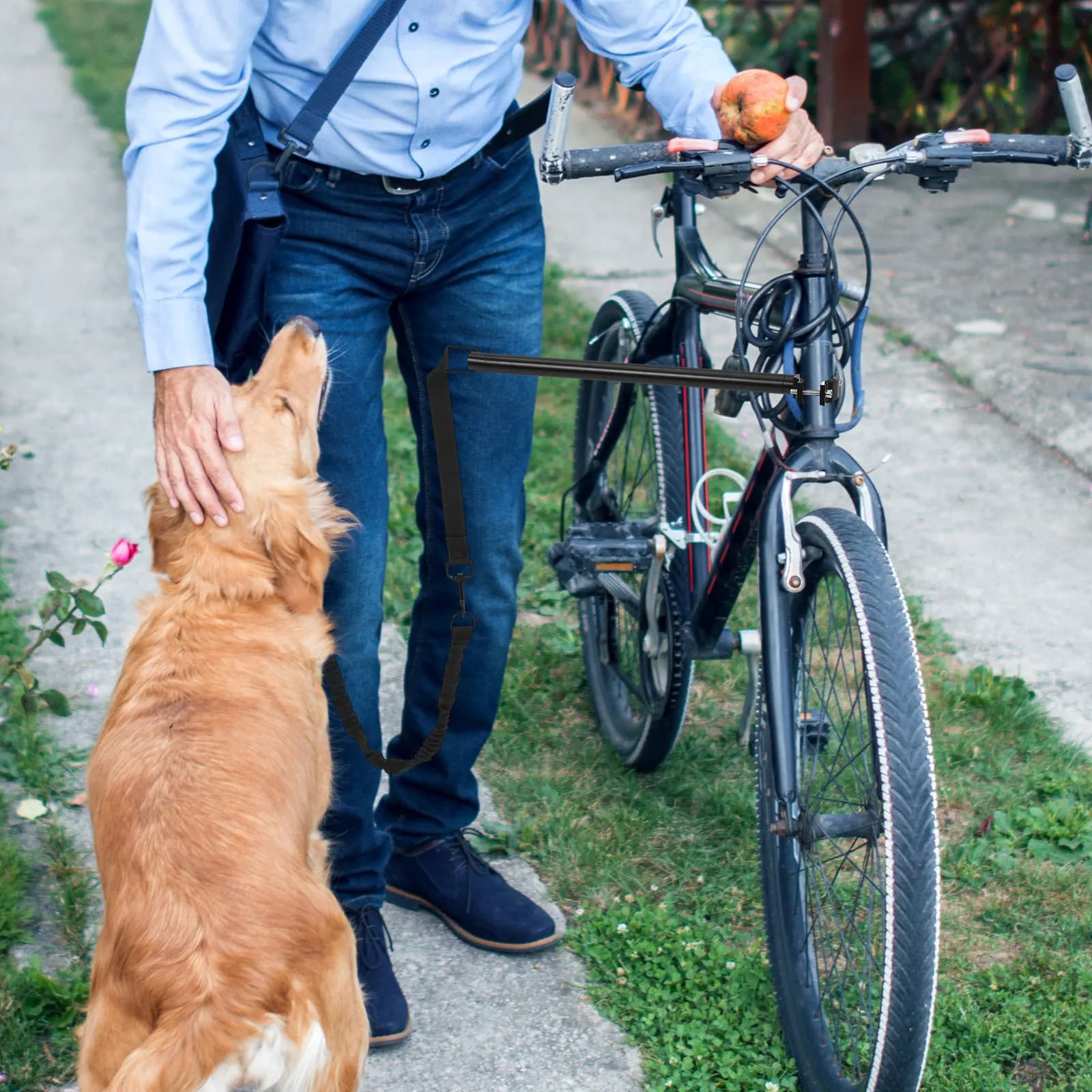 Guinzaglio per cani da bicicletta Guinzaglio da passeggio per animali domestici nero impermeabile extra resistente Corda da tirare in nylon resistente per pettorina da equitazione per bici all'aperto