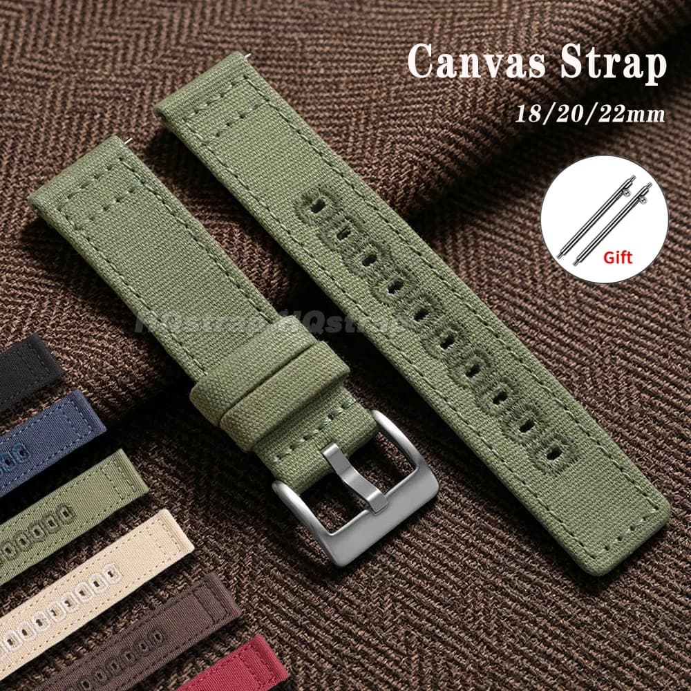 Nylon Canvas Watch Strap 18mm 20mm 22mm Universal Sport Bracelet Quick Release Soft Business Watchband Men Women Smartwatch Band