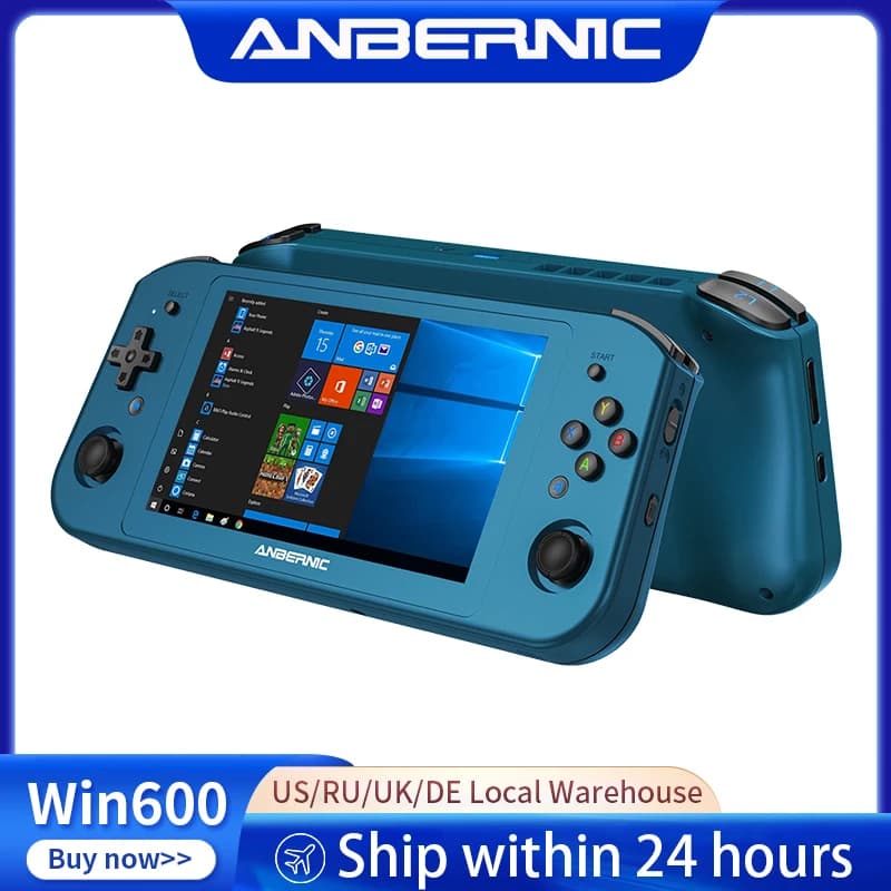 ANBERNIC Win600 Giochi per PC Palmare AMD 3020e/3050e Schermo IPS da 5,94 pollici Console per videogiochi da ufficio Windows 10 WiFi5 Laptop tascabile