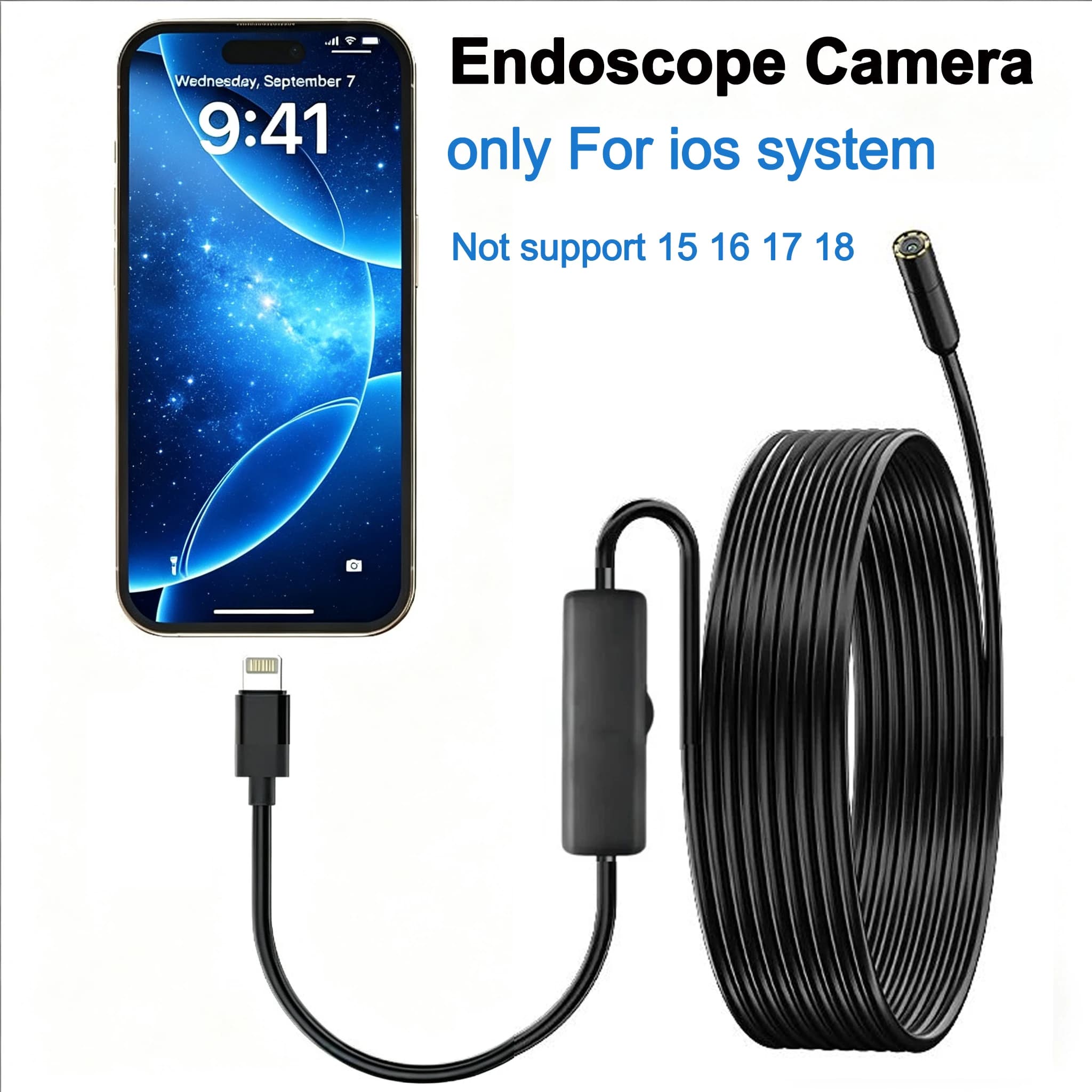 Industrial endoscope camera with two ports for iOS/Android system Boroscope camera for HD 960P inspection to control the car