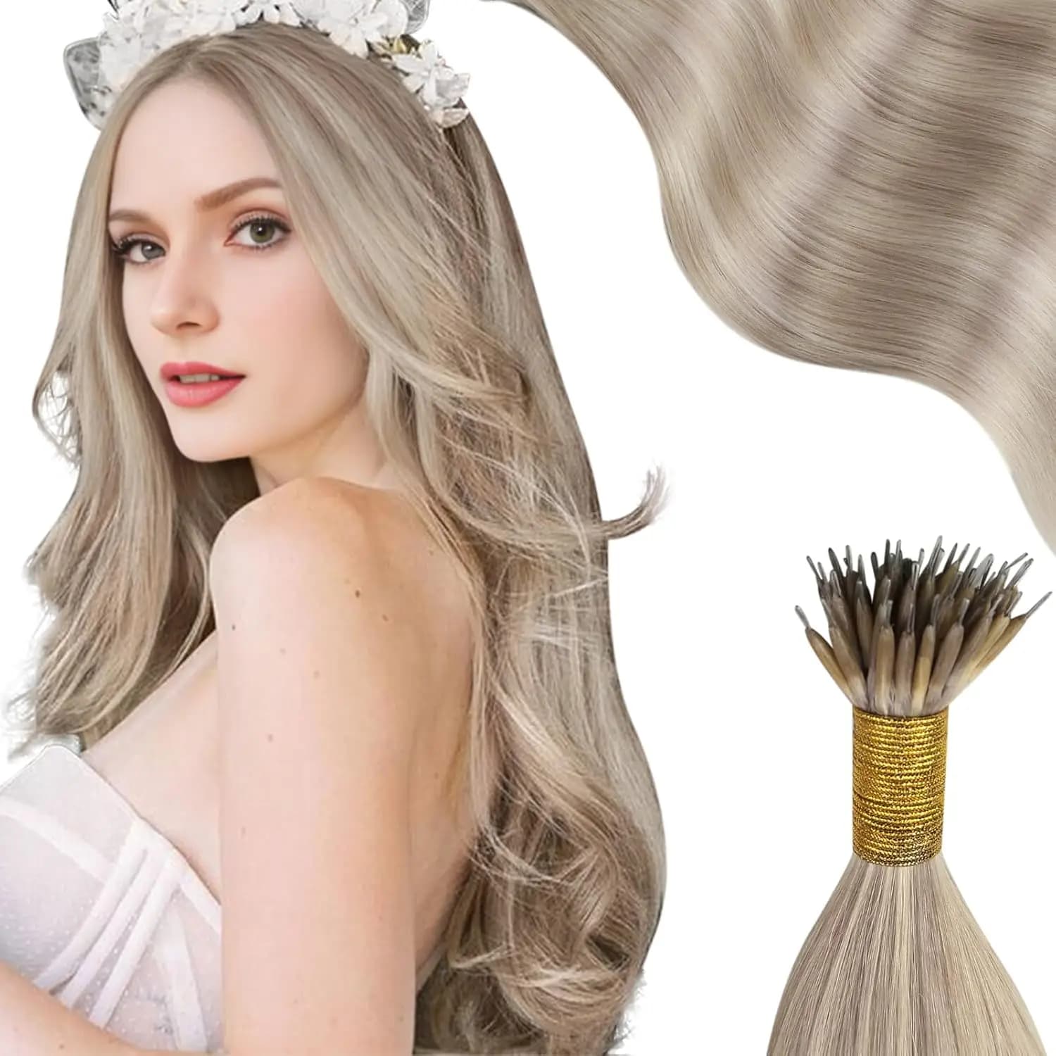 Moresoo Nano Estensioni Dei Capelli Estensioni Dei Capelli Umani Capelli Brasiliani Naturale Nano Anello Estensioni Dei Capelli Capelli Umani Nano Punta 50G/50S