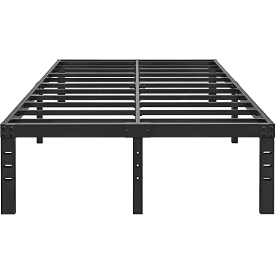 Struttura letto in metallo senza bisogno di rete a molle - Montaggio facile, robusta, silenziosa, per letti stretti - Struttura letto matrimoniale in acciaio nero basic