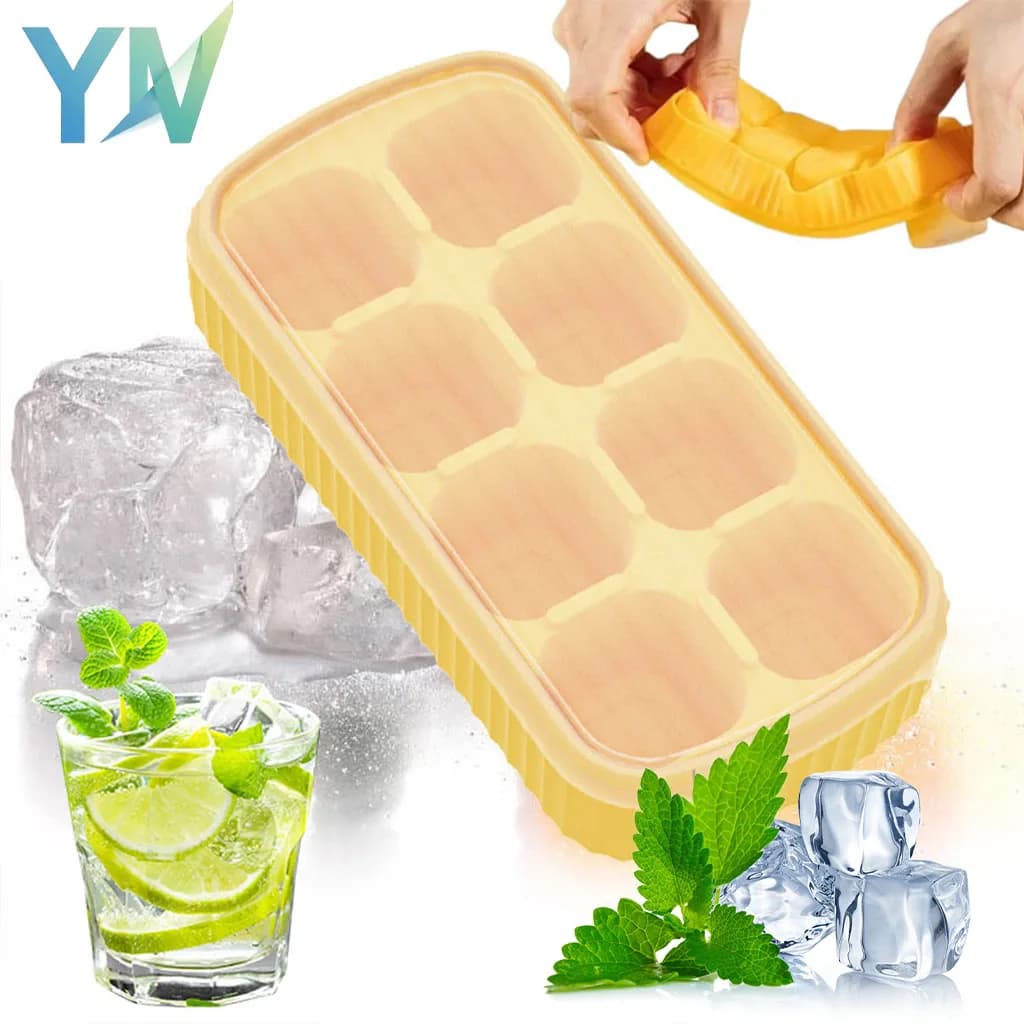 1-4 Pezzi Vassoio per Ghiaccio in Silicone Alimentare con Coperchio, Stampo per Ghiaccioli, Contenitore per Alimenti Congelati, Vassoio Morbido per Ghiaccio Facile da Rilasciare per Cucina