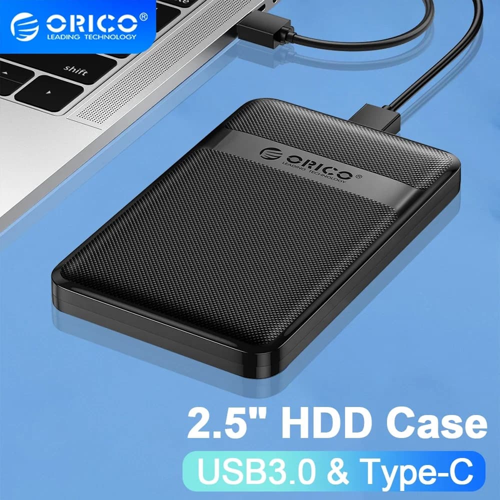 ORICO Custodia per HDD da 2,5 pollici SATA a USB3.0/Tipo C Custodia per HDD Custodia per disco rigido esterno da 5 Gbps Custodia per HDD da 2,5" Scatola per disco SSD HDD