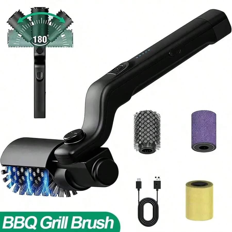 180° Adjustable Electric Grill Brush - 3 Speed Settings, 90 Min Battery For Easy Cleaning Of BBQ Grills, Griddles, Smokers