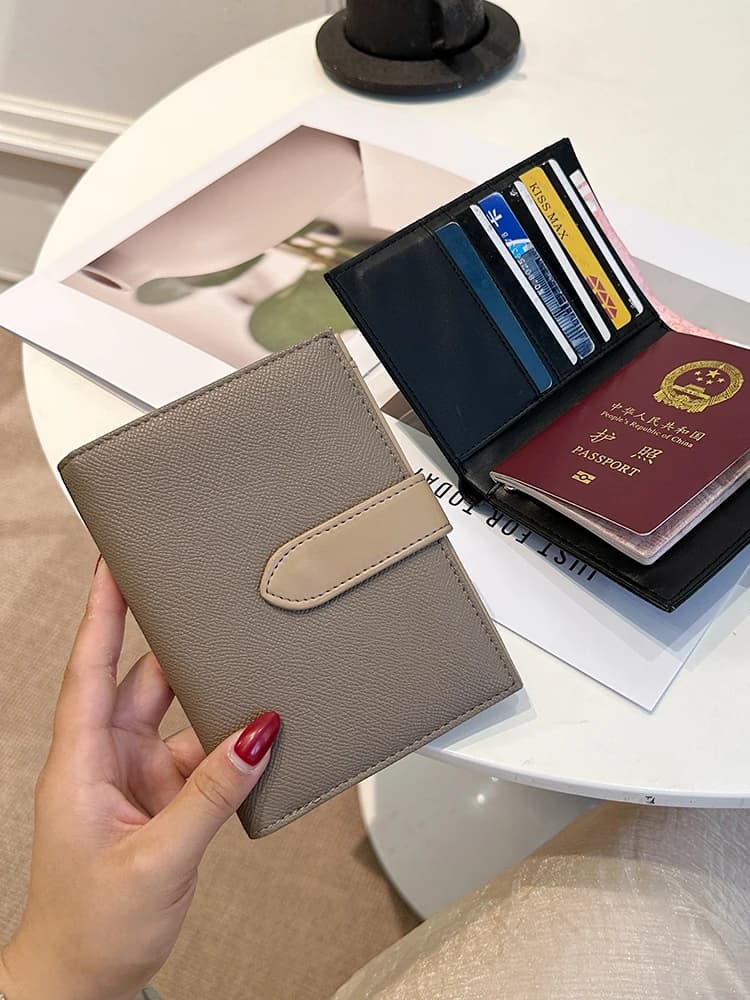 Portable Travel Passport Holder Women's Protective Cover Document Storage Multi-Function Card Bag Elegant Square Shape