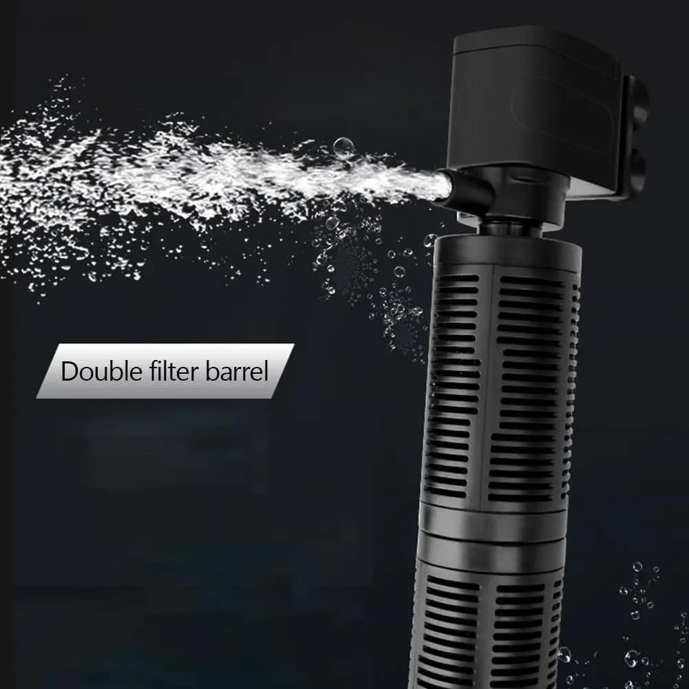 Filtro per Acquario 3 in 1 Mini, Purificatore d'Acqua Impermeabile, Pompa d'Aria Sommergibile, Accessori per Acquario
