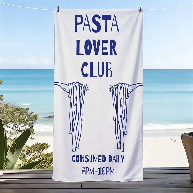 Funny Pasta Lover Beach Towel Cloth Spa Gift Idea Novelty Towel 80x160cm Summer Beach Vacation Gift Mat