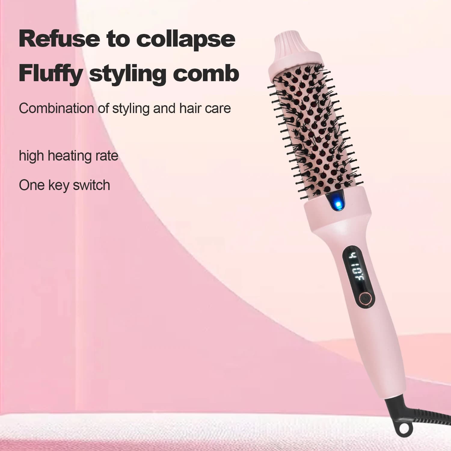 2-in-1 Hot Air Brush LED Display, Multi-Level Adjustable Temperature, for Straightening & Curling Hair, Create Fluffy Hairstyles