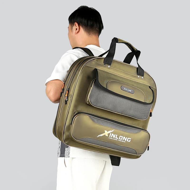 Fishing backpack with bait 2/3 layers Sports travel bag for outdoor fish Fishing chair Fishing bag with floating box on the net
