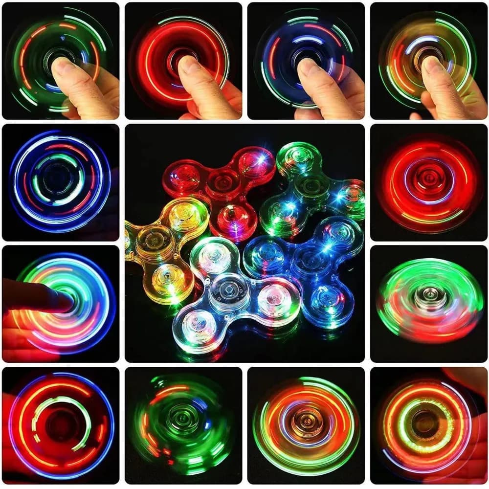 3-10 pezzi in scatola da 7,5 cm trasparente LED Light-up Fidget Spinner Festa di compleanno Regalo per ospiti di nozze Riempitore per sacchetti regalo di carnevale di Natale