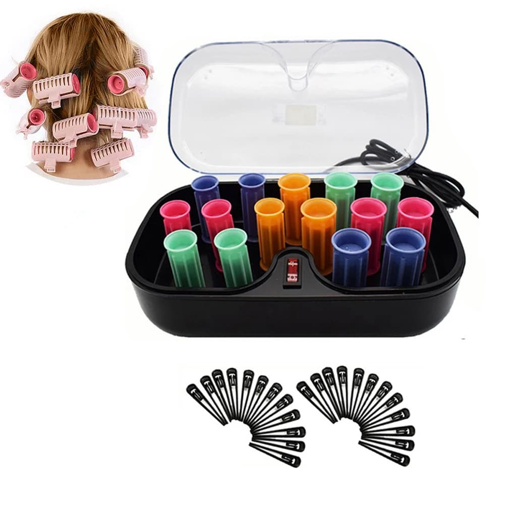 15 pezzi set di rulli caldi bigodini per capelli caldi in ceramica bastoncini per capelli tubolari con guanti clip per capelli corti lunghi e bagnati asciutti