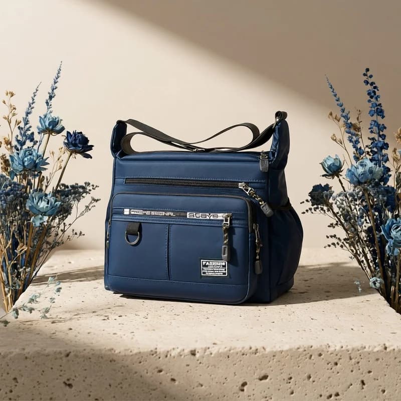 Unisex Neutral Style Briefcase Postman Bag, Multi-Pocket Zipper Single Shoulder Crossbody Bag, Casual Daily Commute Handbag with Letter Pattern Random Print