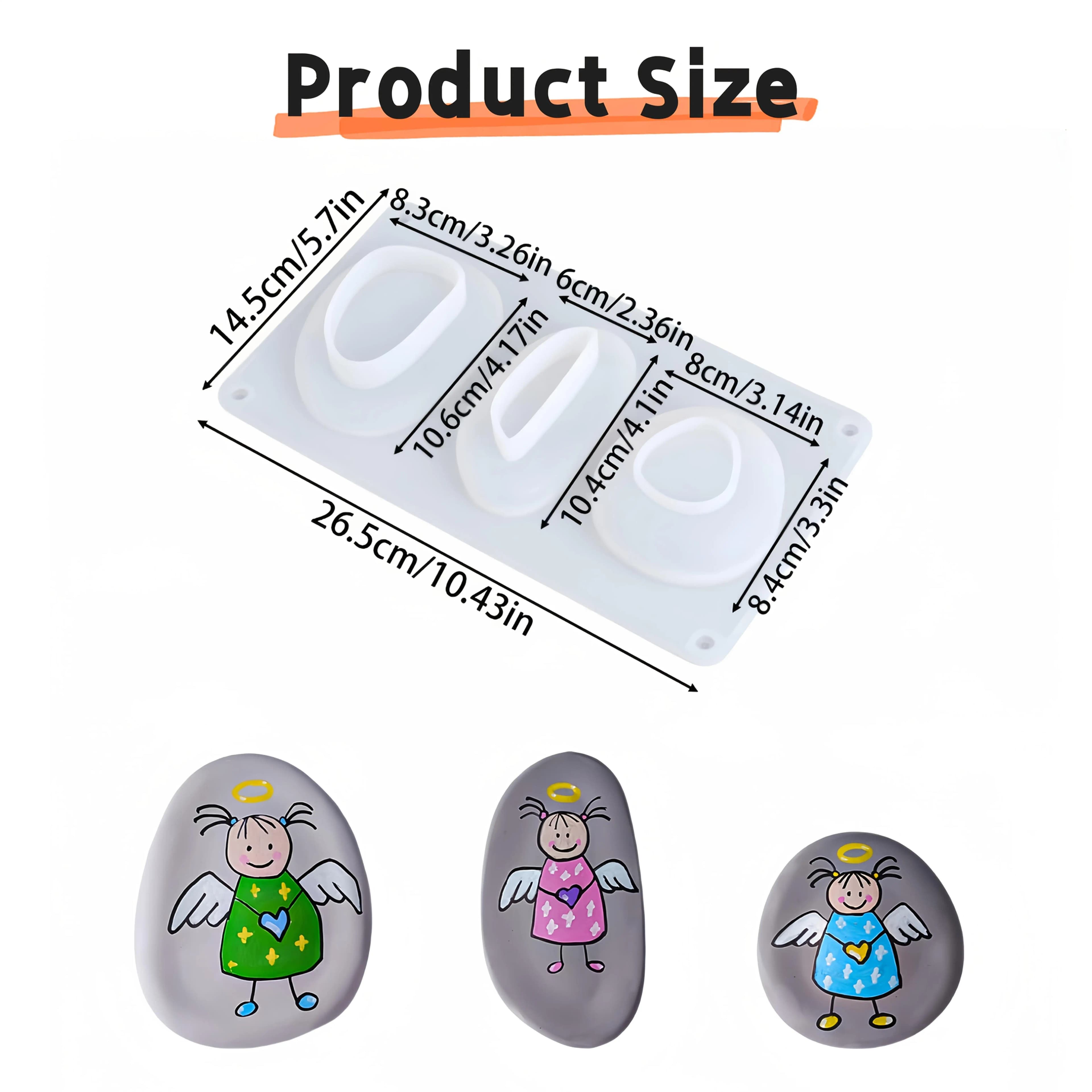 Stampo in silicone a 3 cavità a forma di ciottolo - Stampo in resina morbido e facile da sformare, resistente per artigianato, stampo per sapone