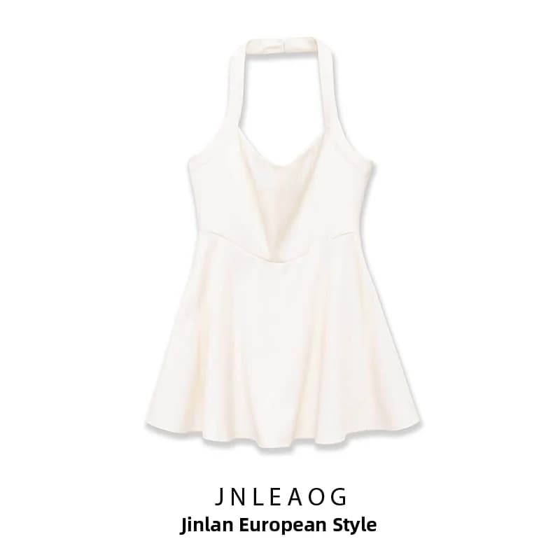 Fashionable Wide Collar Hanging Neck Dress Spring New Style Women's Clothing JNLEAOG 3152380 Polyester Sleeveless Slim Fit