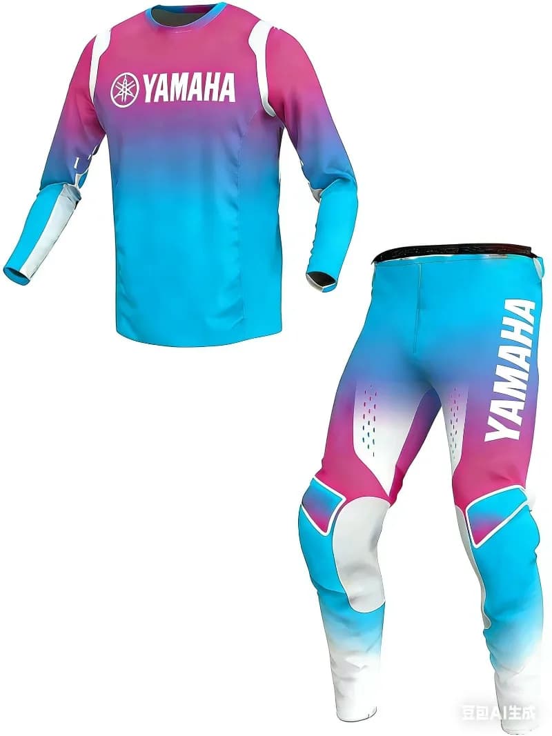Completo Estivo di Tendenza Yamaha: Set Pantaloni e Maglia a Maniche Lunghe Colorati per Uomo e Donna, Abbigliamento Protettivo per Moto e Sport