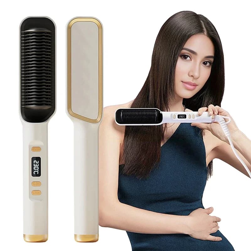 Electric Heating Straight comb Double Use LCD Electric Hair Plate Bigodino Anti-coating styling tool Brush for smoothing