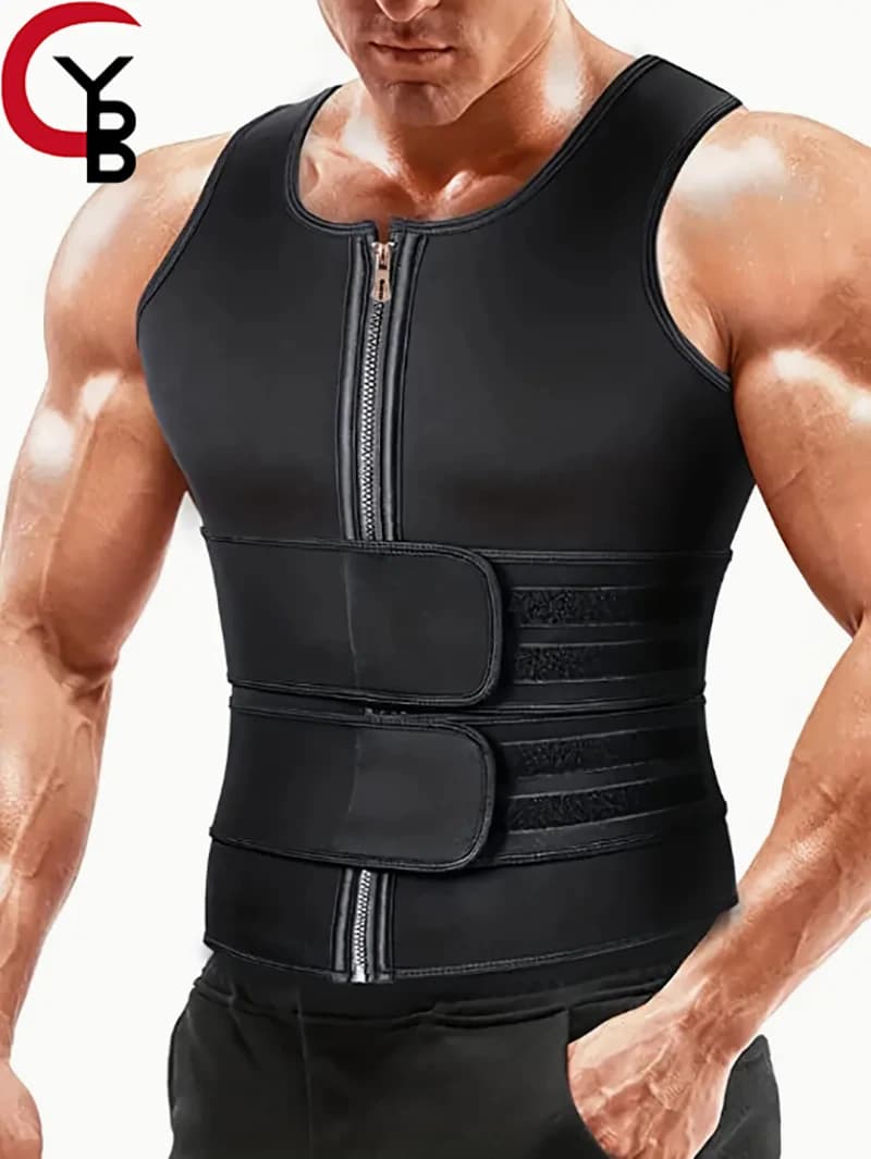 Gilet da sauna per il sudore a compressione da uomo, nuova tuta dimagrante, cinture in vita Body Shaper Canotta di supporto per la schiena per allenamento Fitness Gym