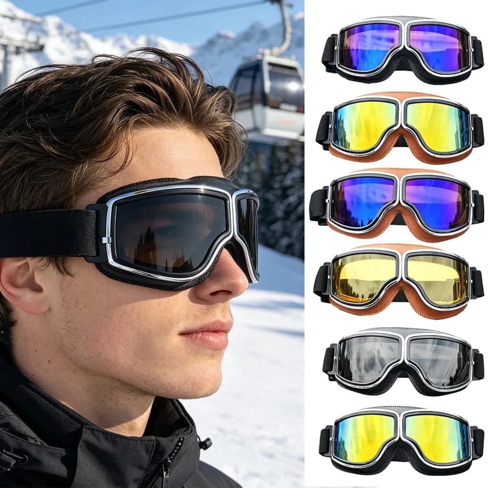 Adjustable Elastic Webbing Goggles Offroad Ski Riding For Bikers Skiers Anti‑Fog Impact‑Proof Soft Air Cushion Eyewear