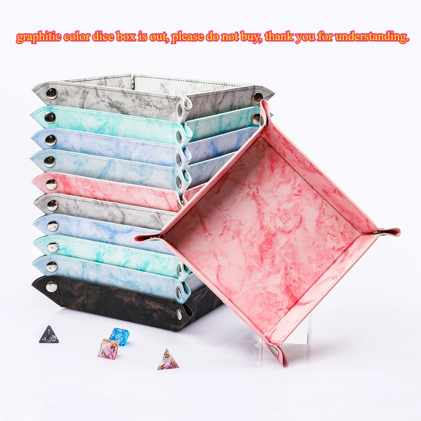 Nuovo vassoio per dadi in pelle PU stile minimalista Gioco pieghevole a quattro angoli DND Dungeon con vassoio portaoggetti per dadi drago - Medio
