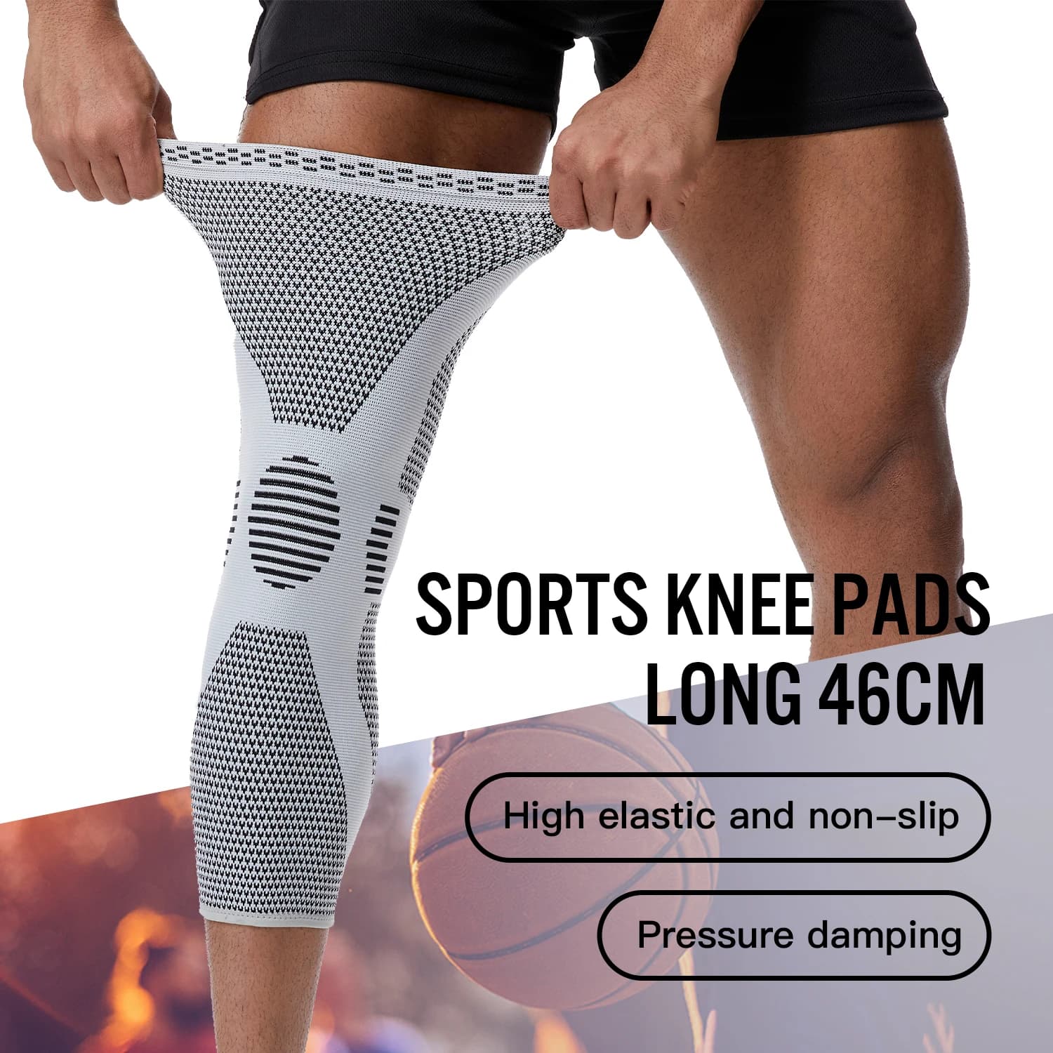1 pezzo di ginocchiera compressa, ginocchiera elastica e traspirante, ginocchiera di supporto, protezione sportiva da palestra, basket a