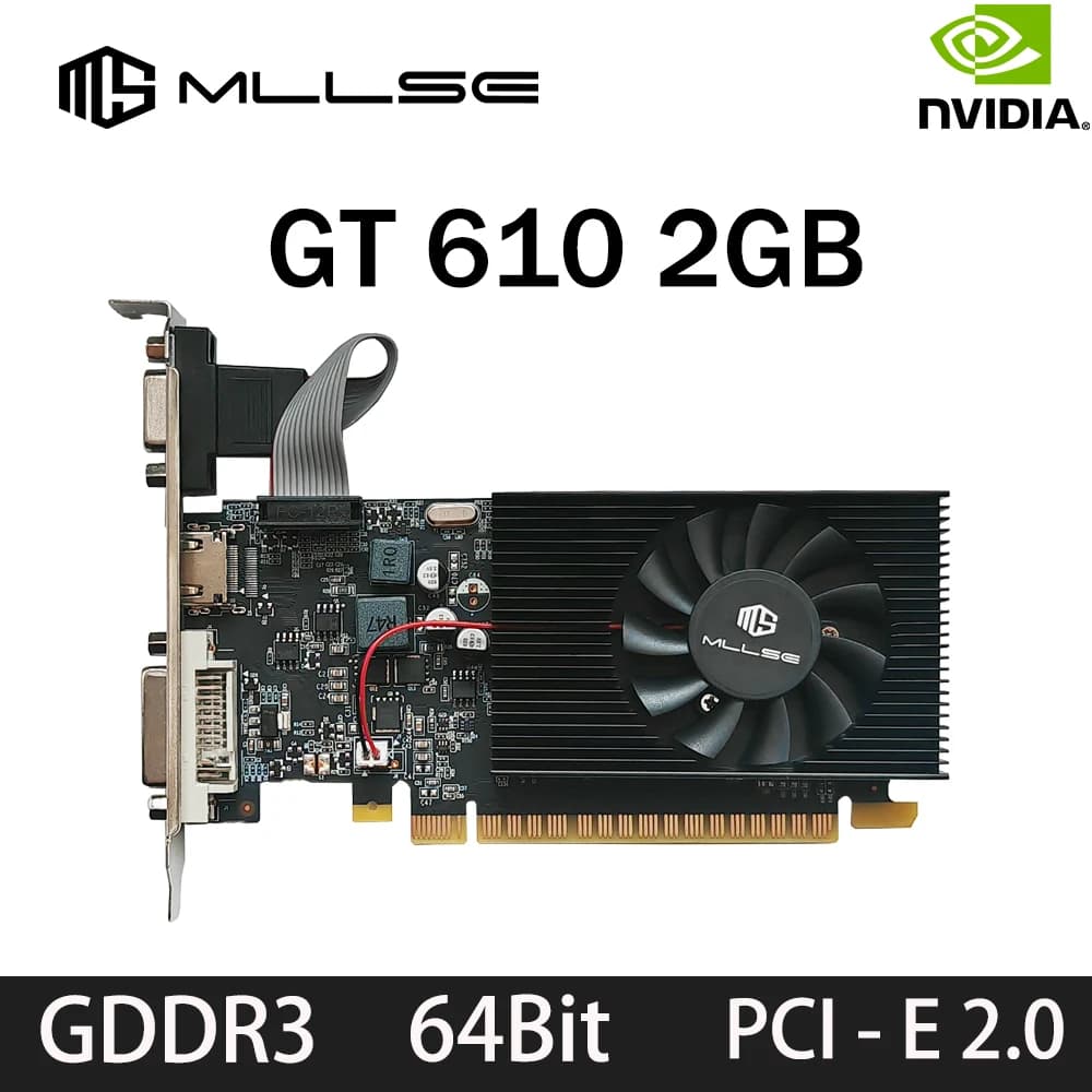 Scheda grafica MLLSE GT 610 da 2 GB GDDR3 64 bit DVI VGA PCI-E 2.0 Geforce GPU Gt 610 Scheda video da gioco Placa De Video