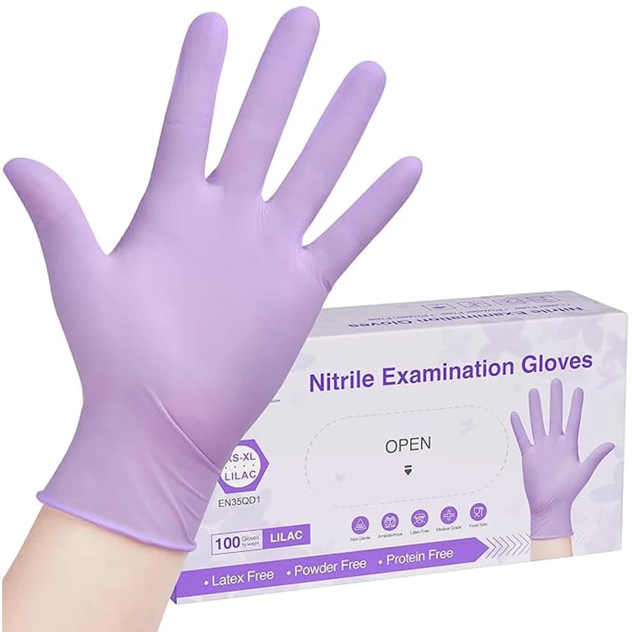 Guanti monouso in nitrile viola da 100 pezzi Guanti senza polvere e lattice per cucina Cucina Bellezza domestica Guanti per tinture per capelli Petcare