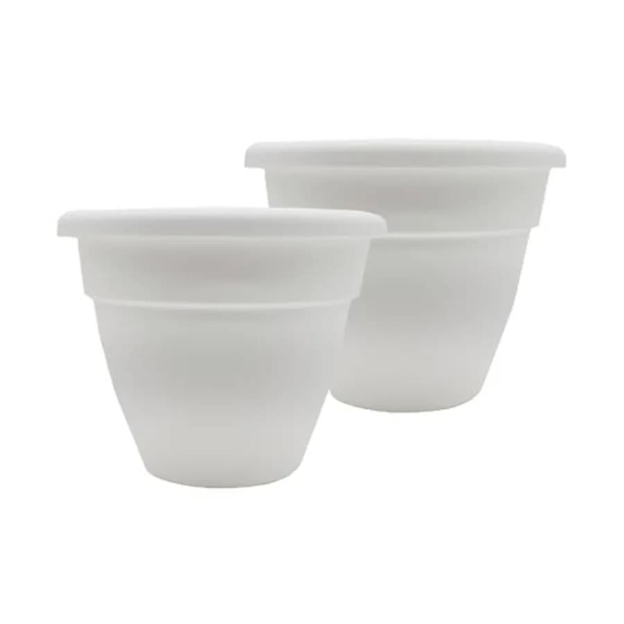 Vasi per Piante Caraibici da 16 Pollici con Drenaggio e Tappo, Bordo Arrotolato, in Plastica, per Piante da Interno ed Esterno, Confezione da 2, Decorativi