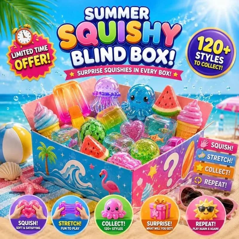 Limited-Time Offer Cute Summer Themed Mystery Squishy Box Single Soft Squeeze Leisure Lucky Gift
