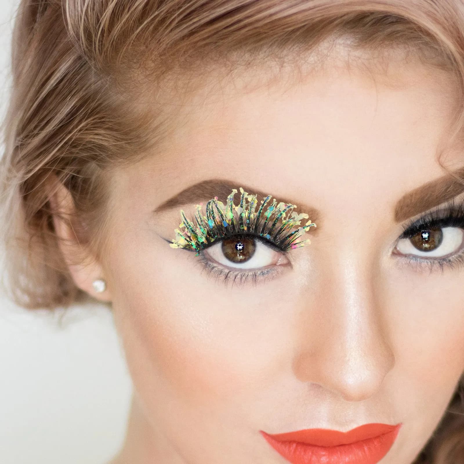 2 Paia di Ciglia Finte 3D con Glitter e Strass Colorati, Ciglia Scintillanti per Feste, Palcoscenico e Cosplay