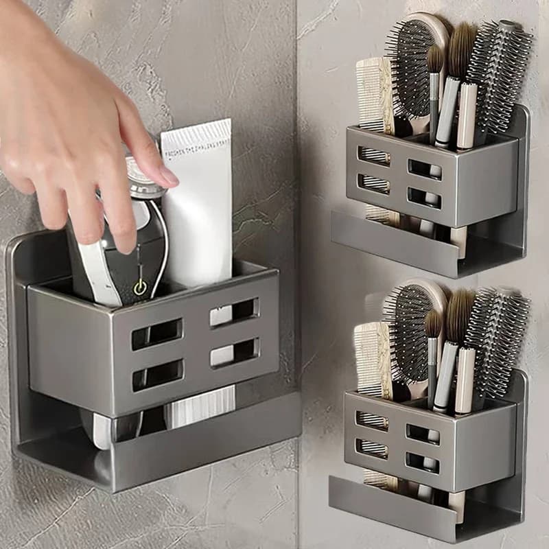 Nuovo tubo portaoggetti per lavabo multifunzionale senza fori, portaspazzolino da bagno, rasoio, portaoggetti, forniture per il bagno a parete