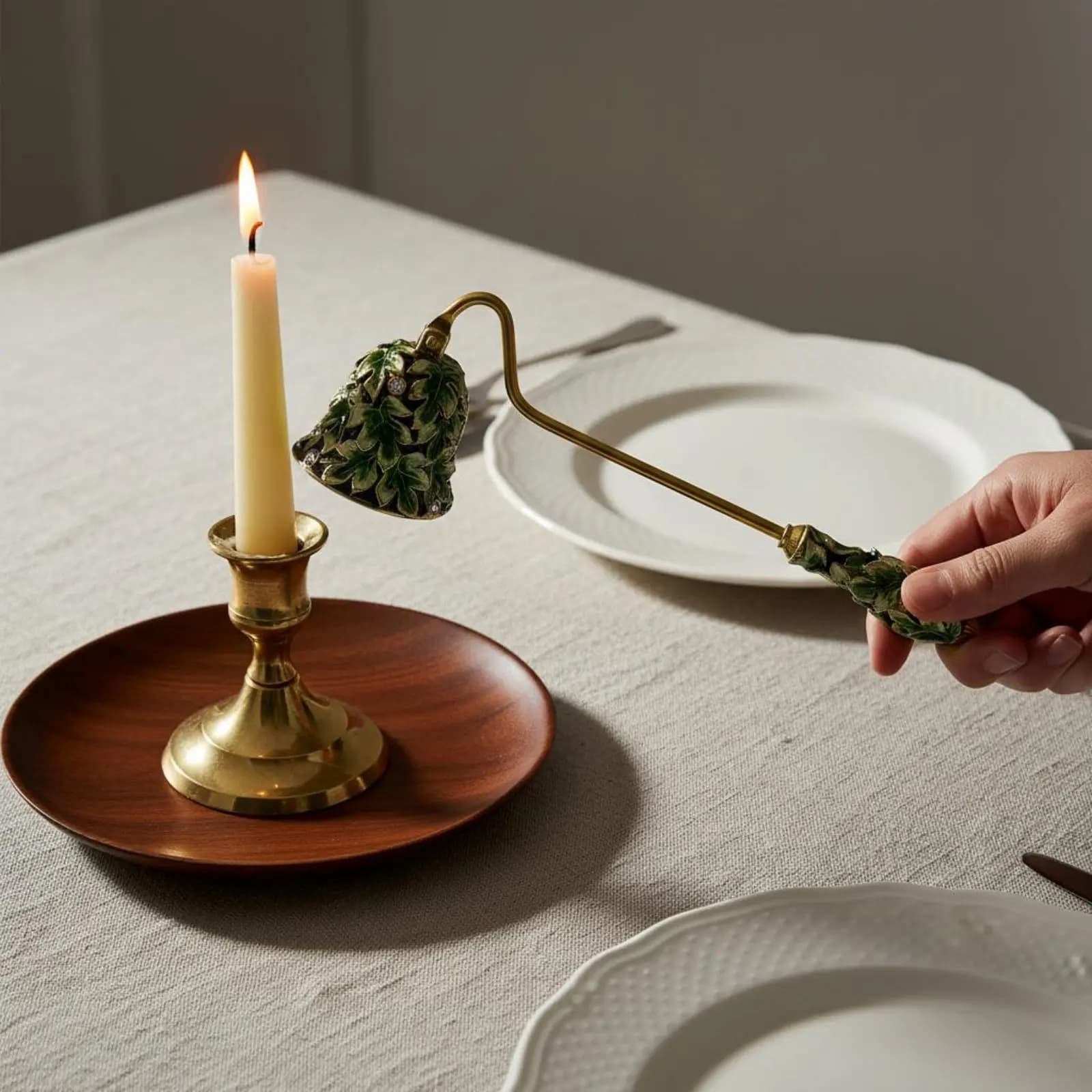 Spegnitore di Candele Vintage, Sicuro e Resistente al Calore, con Manico Lungo per Sopprimere le Fiamme delle Candele