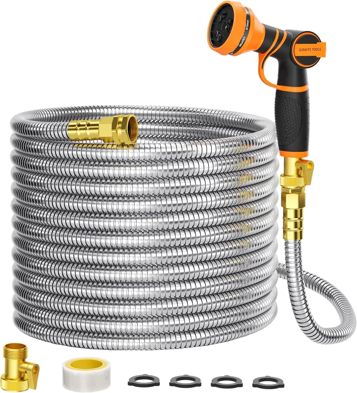 Stainless Steel Garden Tube 30 Meters x 16 mm, Anti-Piega with 9 Drops, Flexible and Light for External Use