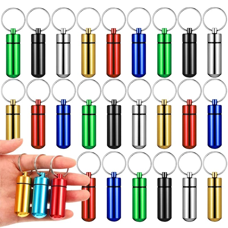 1pc Pill Box Mini Container Portable Waterproof Aluminum for Pills, Vitamins and TMZ Medicines
