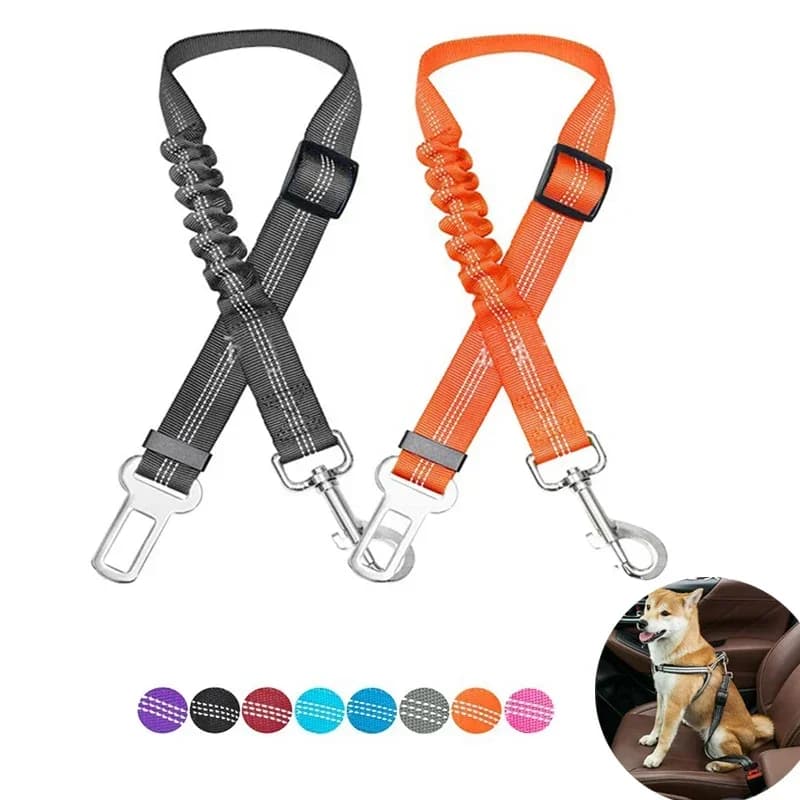 Imbracatura di sicurezza per auto regolabile per cani, accessorio per auto con guinzaglio elastico con cuscino riflettente in nylon