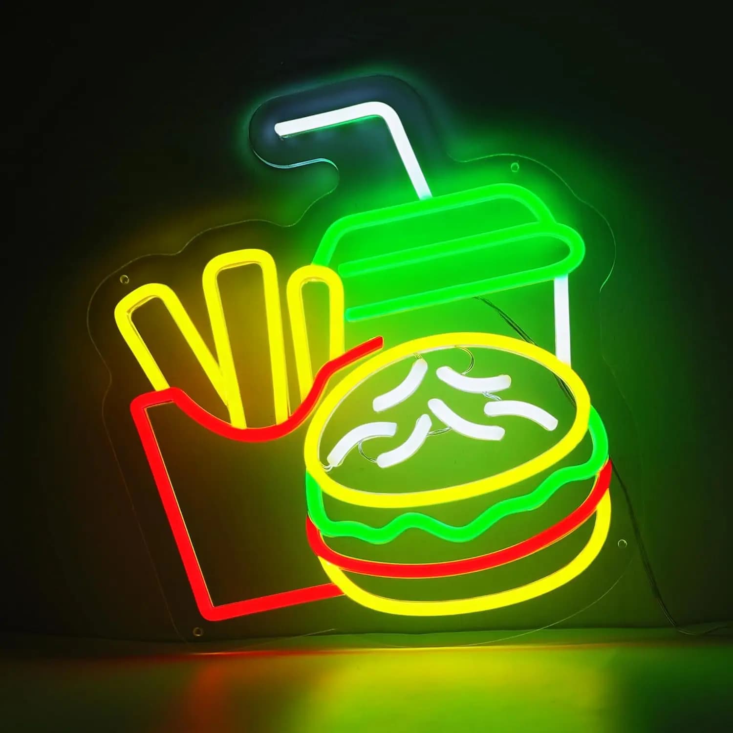 Insegna al Neon a LED USB per Burger e Patatine Fritte, Luce Notturna Decorativa per Casa, Ristorante, Bar, Camera da Letto, Idea Regalo