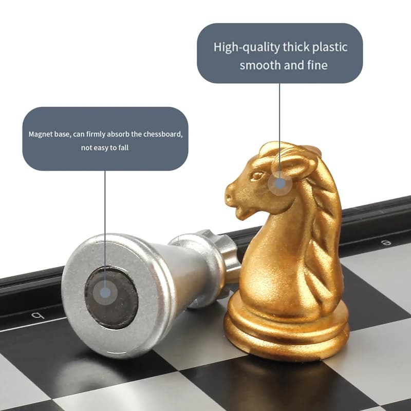 Set di Scacchi Magnetico Extra Piccolo in Oro e Argento, Gioco Educativo per lo Sviluppo Intellettuale di Bambini e Bambine
