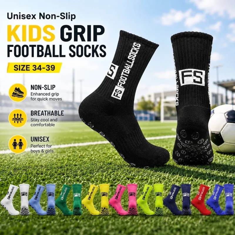 Calzini da Calcio Antiscivolo Stile FS con Design a Punti, Spugna Spessa, Traspiranti e Assorbenti, Calze Sportive Confortevoli