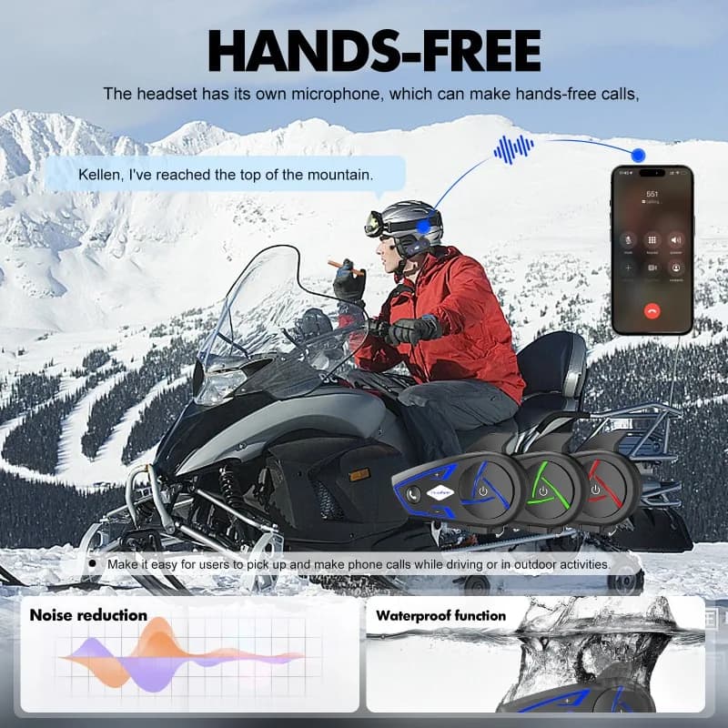2026 New Houtonsen S3 RGB Tri Color Ambient Light Motorcycle Bluetooth Intercom Waterproof Helmet Headset 1000M Range