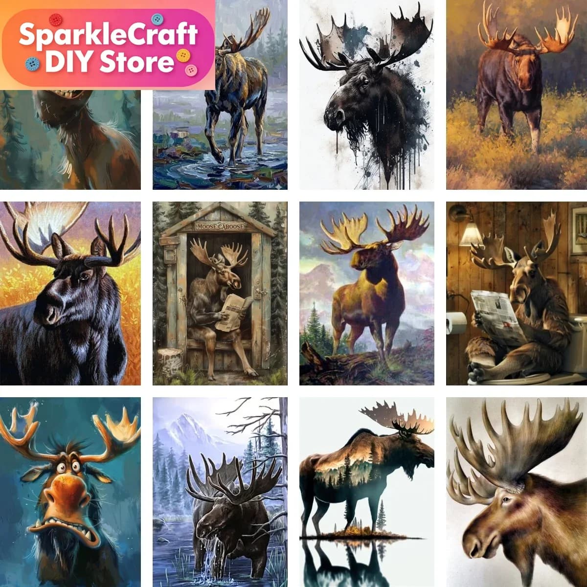 1pc frameless 5d DIY Diamond Painting Rhinestone Majestic Moose Portrait Photo Art Embroidery Cross Stitch Kit Gift Woodland Wil