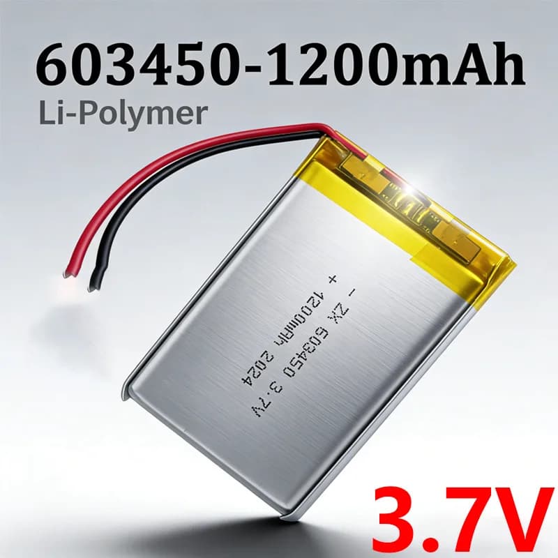 603450 Rechargeable LiPo Battery for 3.7 V 1200 mAh lithium polymers with Jst PH connector 2.0 mm to 2 pin for MP3, laptop, PC, camera, GPS