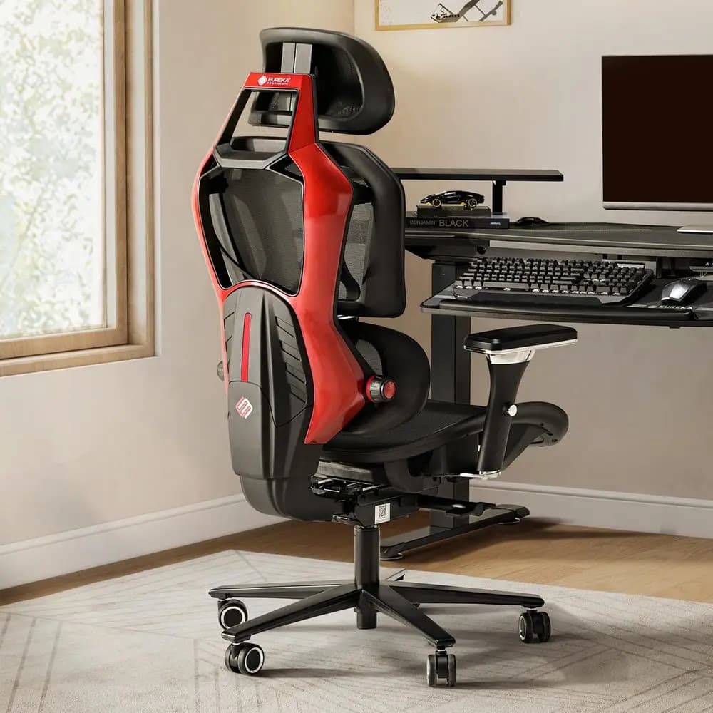 and Tall Office Chair,High Back Leather Gaming Chair with Footrest,Lumbar Support,Outward Fixed Soft Armrests,Wide Ergonomic De