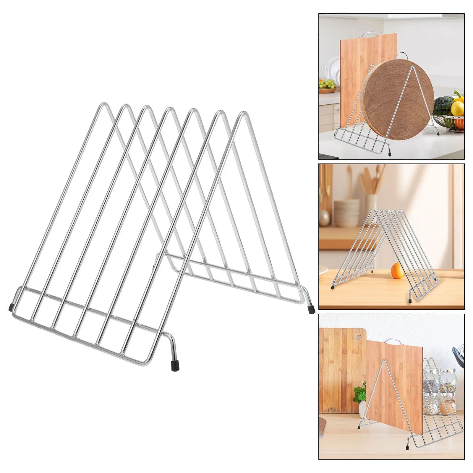 1Pcs Stainless Steel Cutting Board Rack Hollow Design Kitchen Storage Organizer Chopping Board Holder Drying Rack for Pizza Net