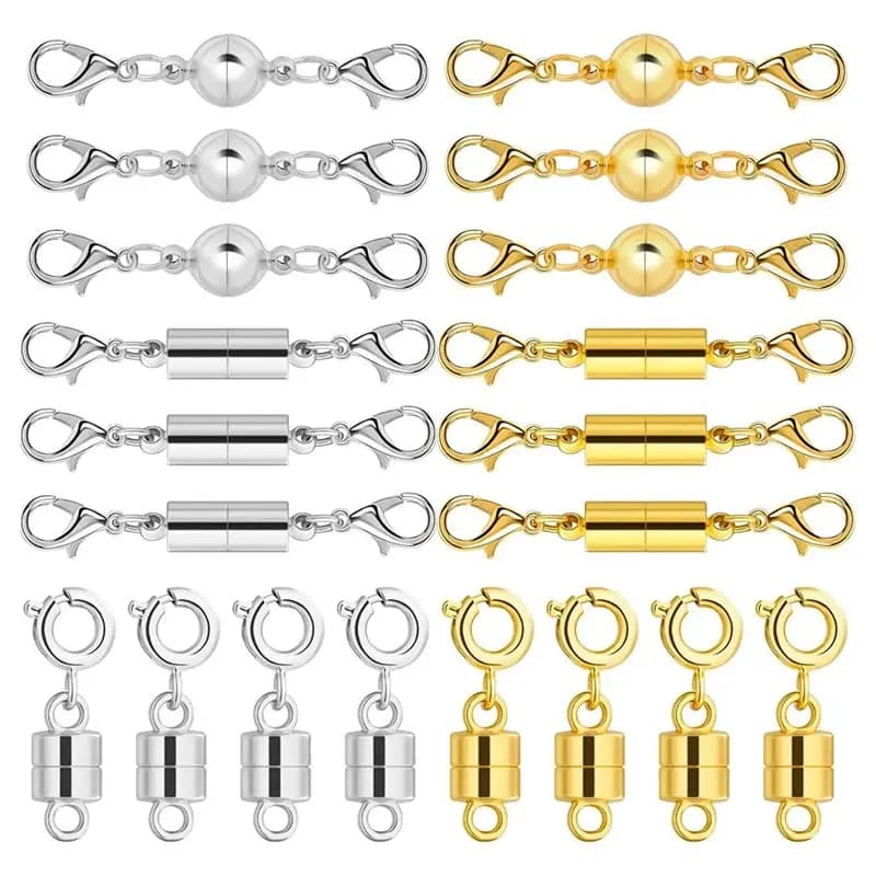 Connettori per gioielli, 20 pezzi di chiusure e fermagli magnetici per collane in oro e argento 14 carati, magneti potenti