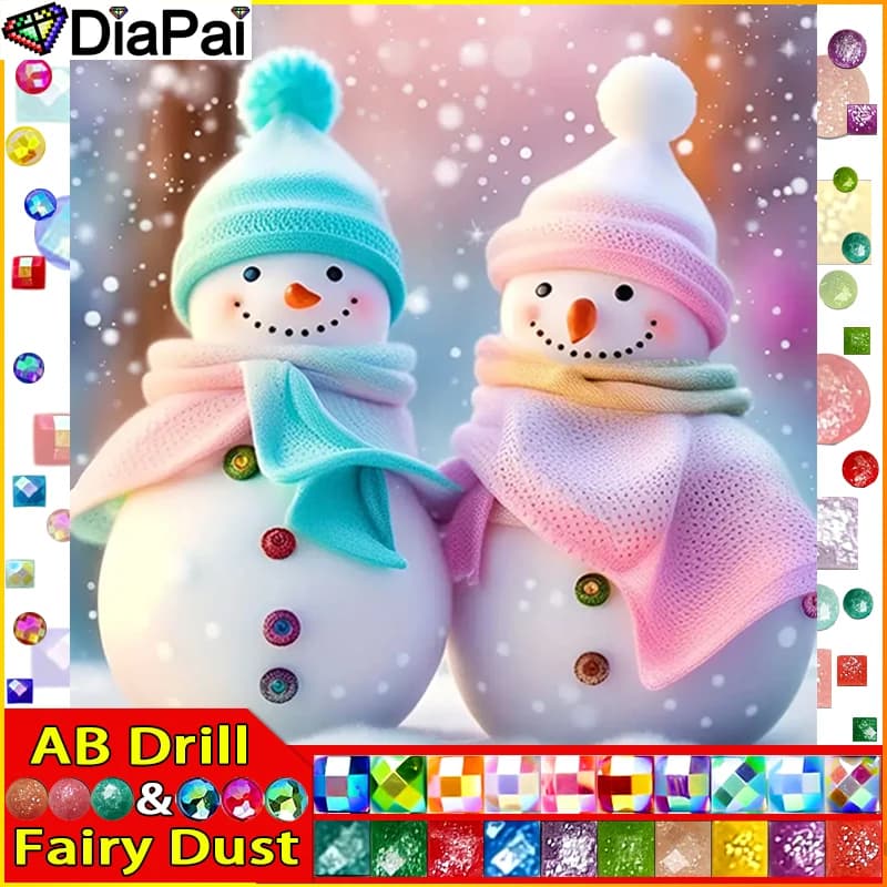 DIAPAI Fata Polvere AB Pittura Diamante Pieno Quadrato/Diamante Rotondo "Cappello Pupazzo di Neve" Modello Ricamo Punto Croce 5D Strass