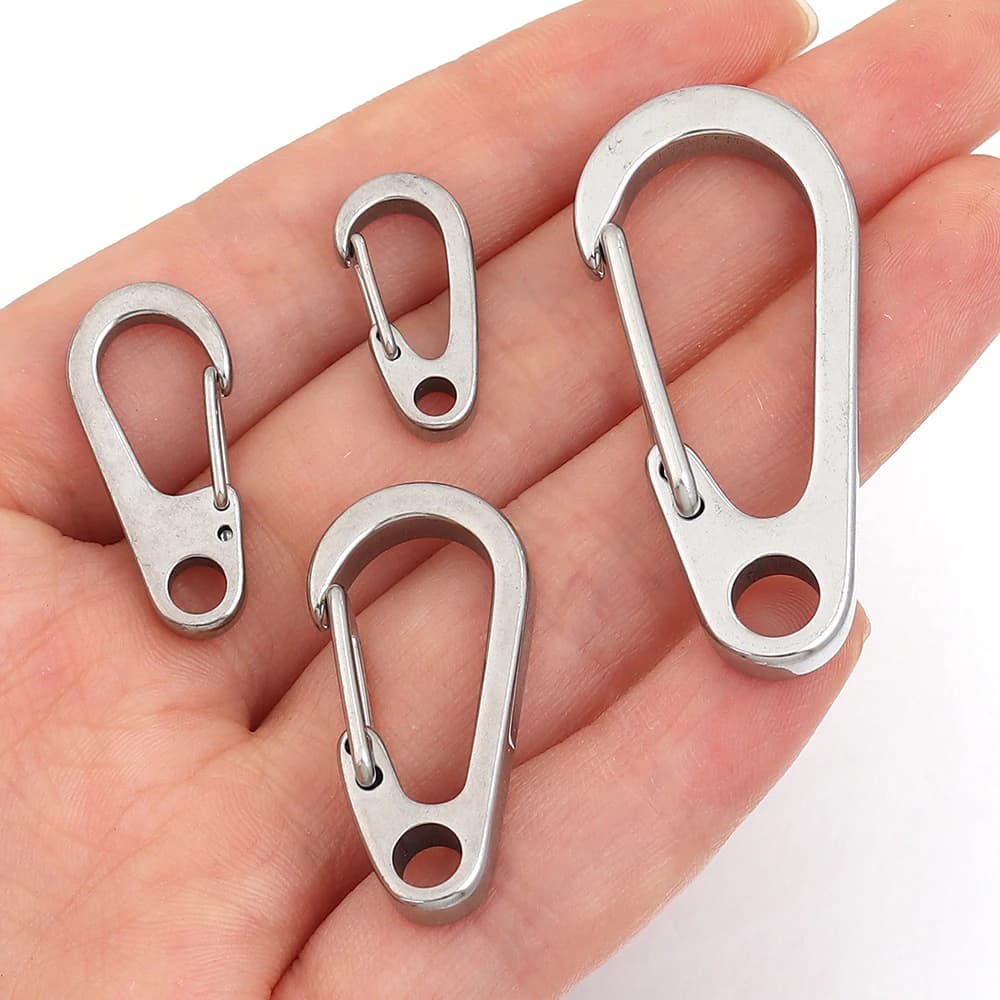 2-5pcs Stainless Steel Small Mini Carabiner Clip Spring Snap Hook Keychains For DIY Key Rings Camping Backpack Jewelry Accessory