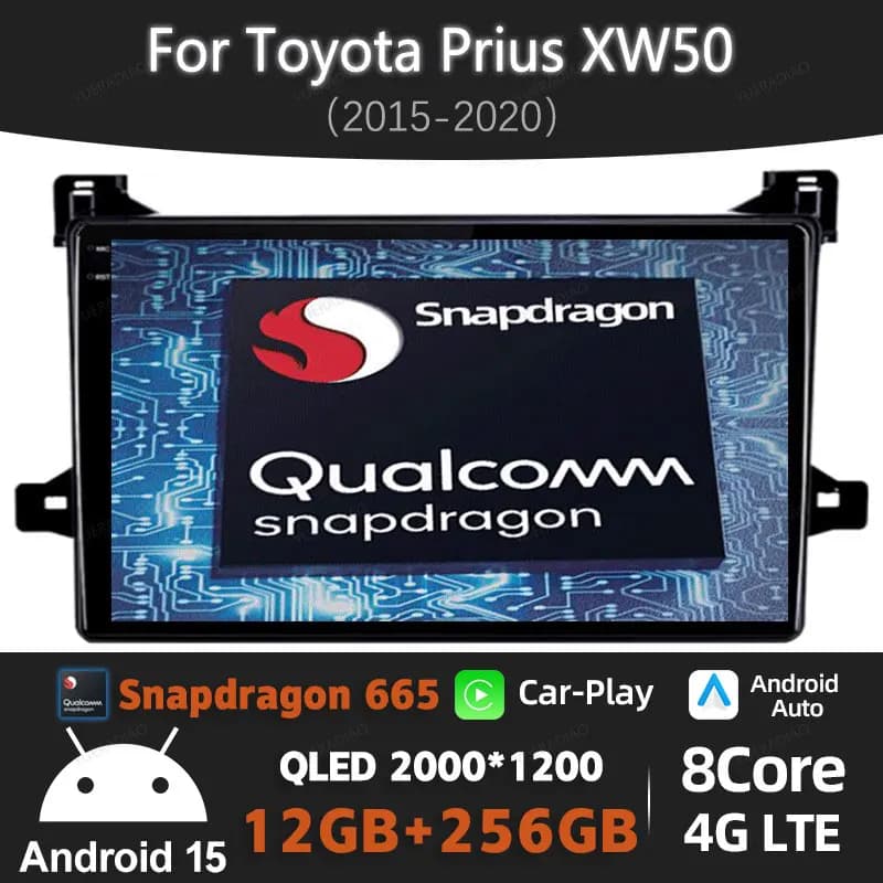 Android 15 Carplay Auto Autoradio Per Toyota Prius XW50 2015 - 2020 Multimedia Stereo Video Player NAVI GPS 4G WIFI 2K Schermo BT
