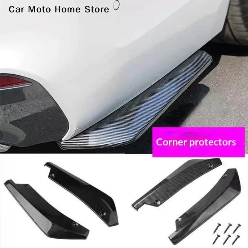 【DM】Universal Car Rear Bumper Lip Diffuser Carbon Fiber Style Anti Crash Corner Spoiler Canard Trim Car Decoration Accessories