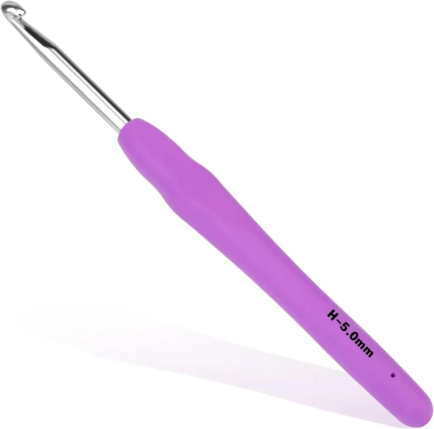 Uncinetto Ergonomico, Ago in Alluminio da 5,0 mm con Impugnatura Morbida per Artrite e Principianti, Disponibile in Diverse Misure